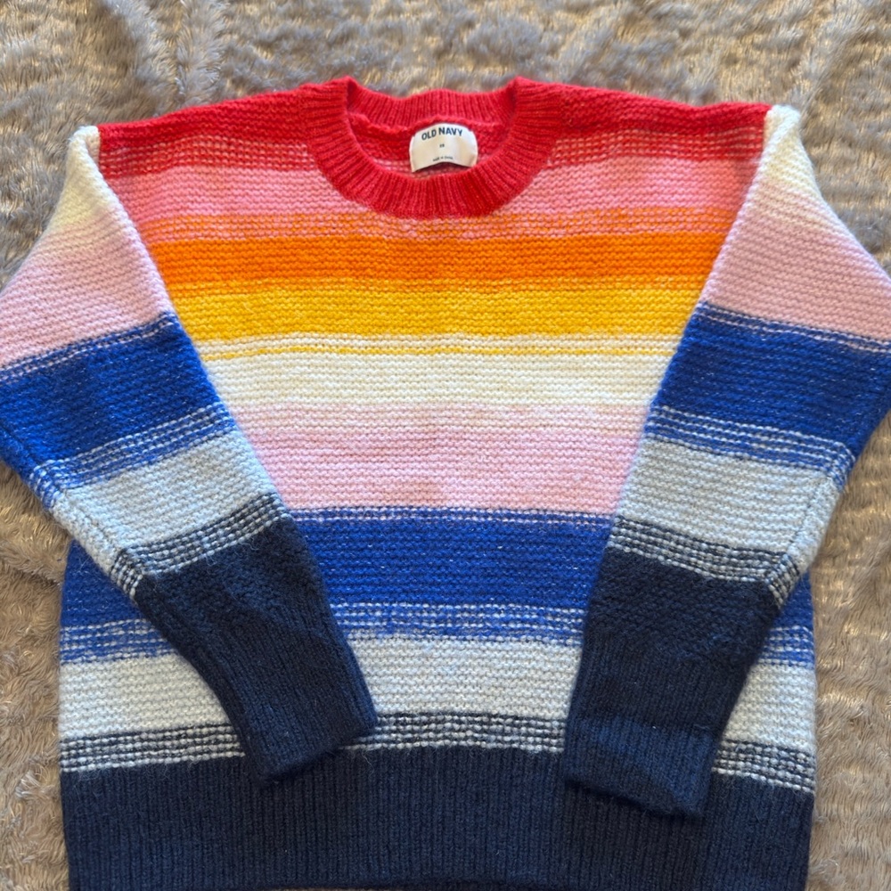 Old Navy Colorful Striped Crew Neck Sweater